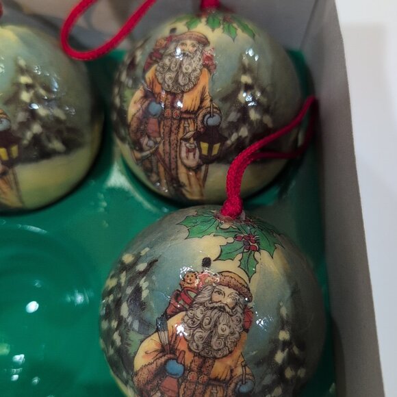 Vintage 1994 Seasonal Specialties Co. Decoupage Ornaments Set Of 5 - Picture 3 of 4